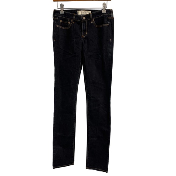 Abercrombie & Fitch Dark Blue Jeans Size‎ 2L 26x35 A&F Skinny Never Worn - Picture 1 of 10